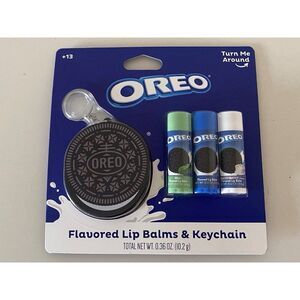 Oreo Flavored Set Of 3 Lip Balms W/Key Chain Lip Balm Holder‎ Mint Birthday Cake